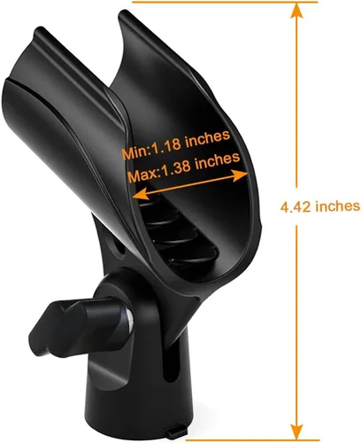 Miniatura 4 de 2 piezas de clip universal para micrófono, soporte ajustable para clip de micrófono para soporte de micrófono, viene con adaptador de tornillo macho