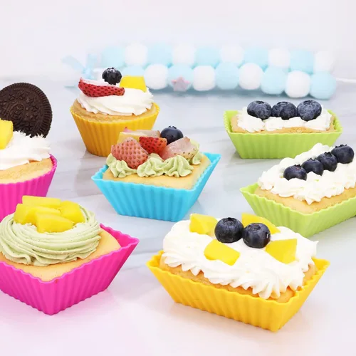 Miniatura 3 de Paquete de 24 moldes de silicona para magdalenas, moldes reutilizables para cupcakes para hornear, divisores Bento de 3 formas para lonchera
