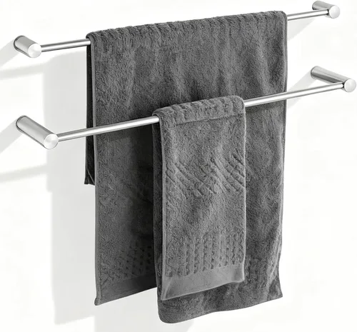 Miniatura 10 de Toalleros para baño, NEWRAIN Barra de toalla doble de baño de 30 pulgadas montada en la pared, toallero de cocina de acero inoxidable, varilla