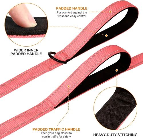 Miniatura 2 de Joytale - Correa resistente para perros grandes que tiran, doble asa para control de tráfico, correas reflectantes de doble cara para perros grandes