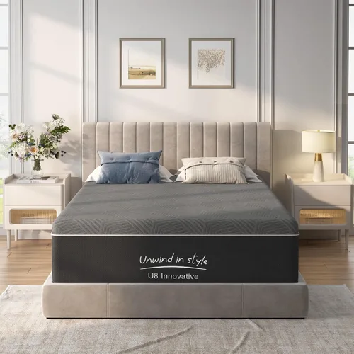 Miniatura 9 de Colchón de espuma viscoelástica de tamaño matrimonial, colchón de 10 pulgadas con té verde para aliviar la presión, cama firme media en una caja