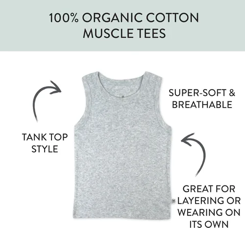 Miniatura 47 de HonestBaby Camisetas musculares sin mangas 100% algodón orgánico para bebés y niños pequeños, niñas