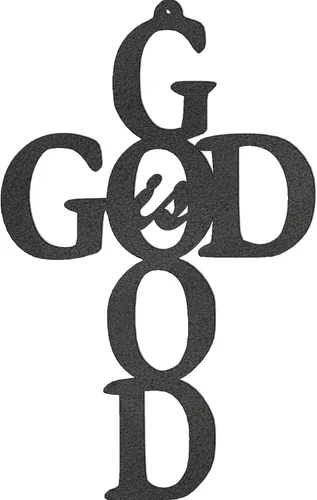 Miniatura 4 de Dios es bueno Cruz - Arte de pared de metal - 9" X 14" - Negro