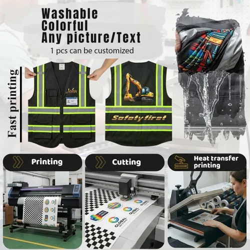 Miniatura 5 de Chaleco de Seguridad Reflectante de Alta Visibilidad Personalizable con Logo y 5 Bolsillos Hi Vis Chaleco Ropa de Trabajo Protectora para Exteriores