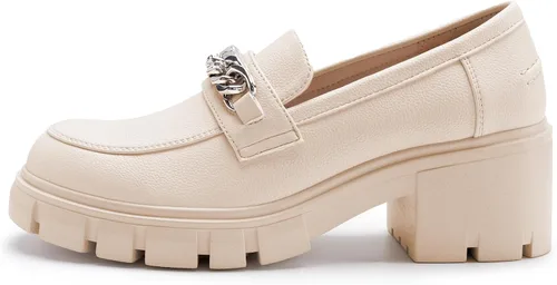 Miniatura 2 de Athlefit Mocasines de plataforma para mujer, sin cordones, suela gruesa, con cadena y punta redonda, zapatos de trabajo de negocios