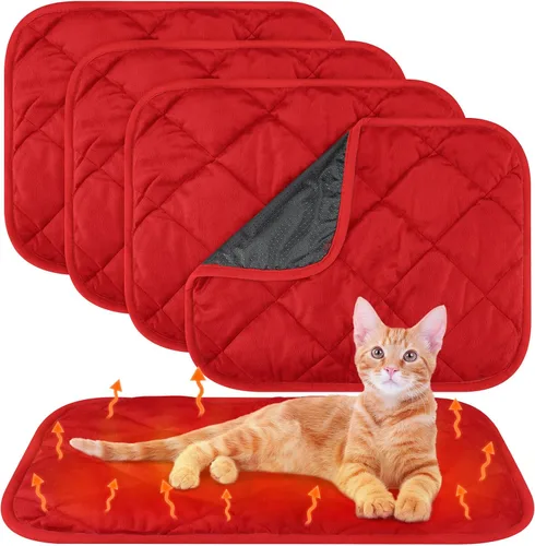 Miniatura 49 de Paquete de 4 Almohadillas Autocalentables para Gatos, Alfombrilla Autocalentable para Perros que Refleja el Calor Corporal, Almohadilla Térmica
