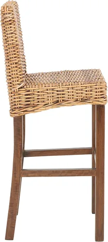 Miniatura 7 de SAFAVIEH Furniture - Taburete de bar Tobie Rattan - Altura del asiento de 29.53 pulgadas - Marrón miel lavado - Madera de mango - Diseño de asiento