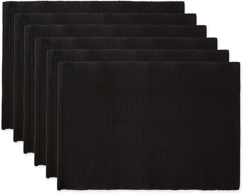 Miniatura 25 de DII - Juego de manteles individuales acanalados para uso diario 100% algodón, 13x19, gris, 6 piezas