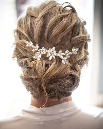 Miniatura 5 de Kercisbeauty Peine para el pelo de cristal AB para boda nupcial, pedazo de pelo de diamantes de imitación transparentes para mujeres y niñas