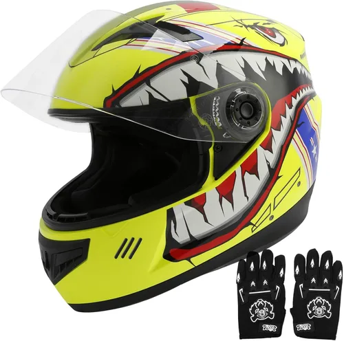 Miniatura 23 de TCT-MOTORPARTS DOT - Casco de motocross para niños y jóvenes, casco de cara completa para motocross, ATV, todoterreno, casco de cuatro ruedas, araña