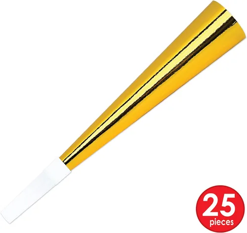 Miniatura 5 de Beistle Legacy New Year's Surtido para 25 invitados – Kit de fiesta negro y dorado con sombreros de copa, tiaras, cuernos de aluminio, leis