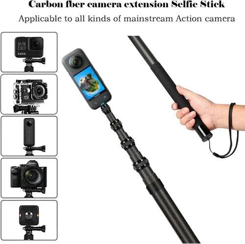 Miniatura 3 de Barra de selfie invisible de fibra de carbono de 17-118"/3.0m 9.8 pies de extensión súper larga para Insta360 X5/X4 Insta 360 X3 ONE X2, ONE R, ONE