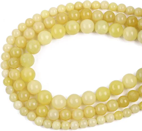 Miniatura 2 de BEADIA - Cuentas redondas de piedra de jade limón natural semipreciosas sueltas para hacer joyas 6MM 61 piezas