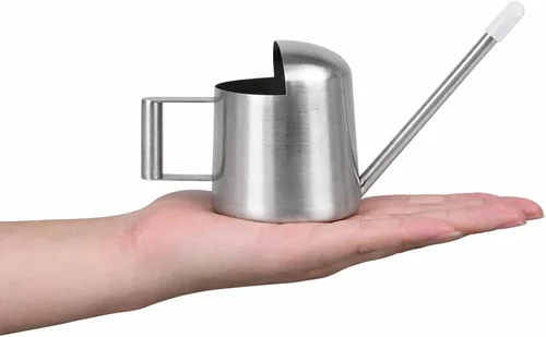 Miniatura 3 de IMEEA Mini regadera para suculentas y bonsái, pequeña regadera de acero inoxidable para plantas de interior con boquilla larga para plantas de 11oz