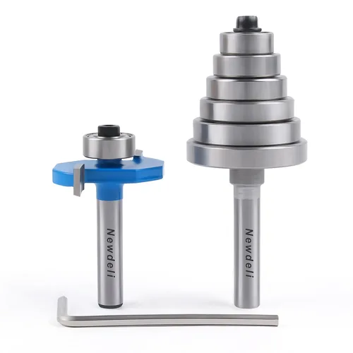 Newdeli Broca de enrutador Rabbet de vástago de 1/4 de pulgada de altura con 6 rodamientos (rodamientos de 3/8 pulgadas, 1/2 pulgadas, 5/8 pulgadas,