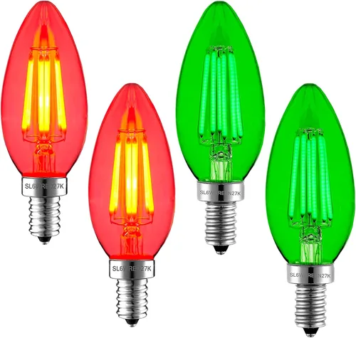Miniatura 6 de Bombilla de filamento LED E12 de 5 W, bombilla azul (60 W de repuesto incandescente), punta de torpedo de candelabro, cubierta de vidrio