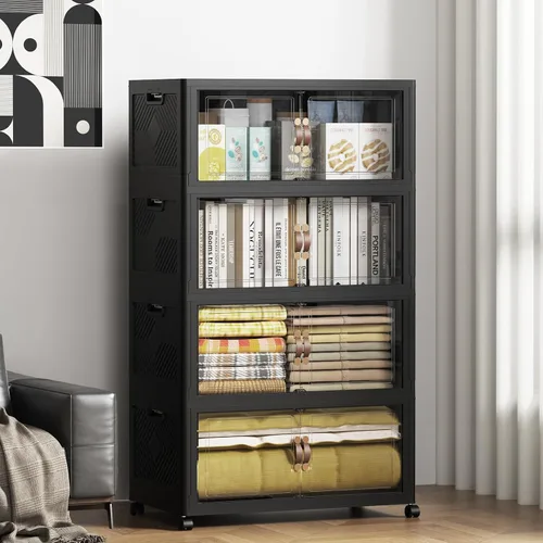 Miniatura 16 de SAILUN 321QT/80Gal Contenedores de almacenamiento apilables con tapa, contenedores de almacenamiento plegables con puertas, armario plegable