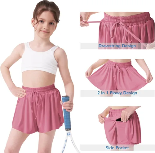 Miniatura 2 de Pantalones cortos fluidos con diseño de mariposa para niñas, pantalones cortos deportivos para niñas, pantalones cortos de mariposa para niños