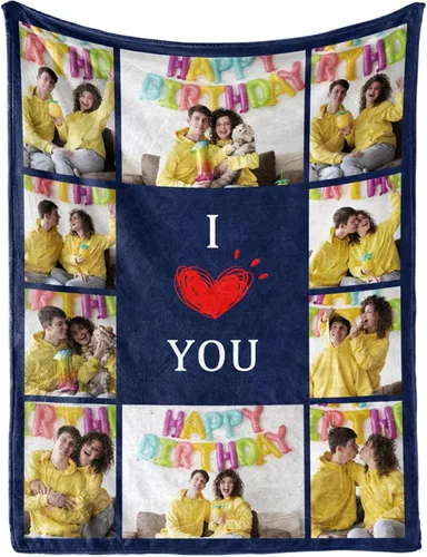 Miniatura 10 de MeMoShe Manta personalizada de felpa con foto para regalo de cumpleaños para novio o novia 40x50 pulgadas, manta personalizada con imagen, regalos