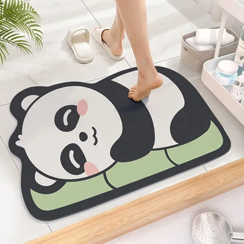 Miniatura 19 de Tapete de baño súper absorbente, tapete de entrada antideslizante con dibujos animados, cojín de secado rápido para suelo de baño y ducha