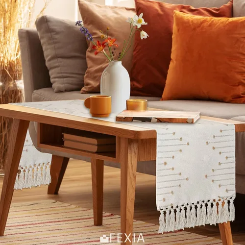 Miniatura 5 de FEXIA - Camino de mesa bohemio con borlas, para decoración del hogar, de macramé para decoración de habitación, comedor, dormitorio, despedida