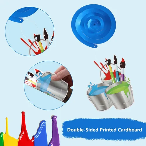 Miniatura 4 de 46 piezas de decoración de fiesta de pintura artística, decoración de techo de remolinos colgantes de cumpleaños para niños, niñas, niños, pintura