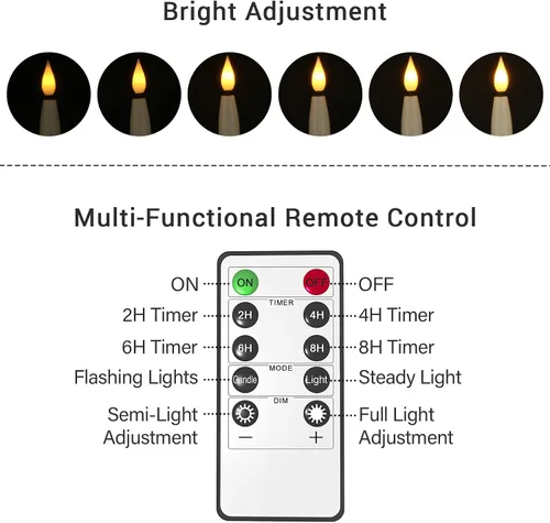 Miniatura 10 de Ymenow Velas LED cónicas con control remoto, 10 velas parpadeantes sin llama para ventana, velas eléctricas de plástico marfil para decoración