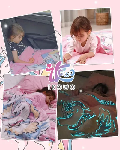 Miniatura 3 de Manta de unicornio que brilla en la oscuridad, regalos de unicornio para niñas de 2, 3, 4, 5, 6, 7, 8, 9, 10 años, manta de unicornio rosa suave