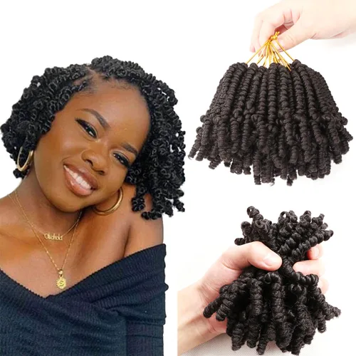 Miniatura 9 de 8 paquetes de cabello corto Bob Spring Twist de ganchillo para niños de 6 pulgadas, cabello de ganchillo pretrenzado estilo Passion Twist para T27#