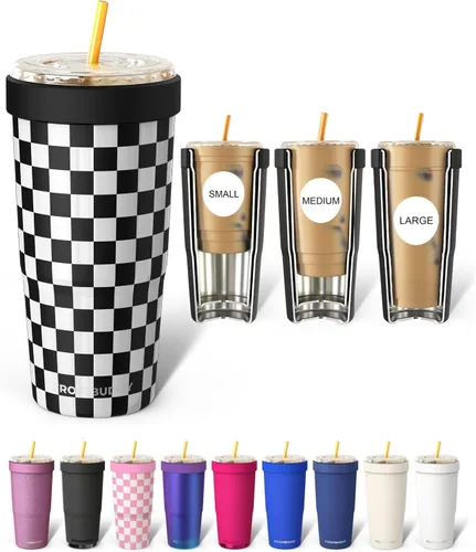 Miniatura 46 de Frost Buddy Togo Buddy - Vaso de acero inoxidable con aislamiento al vacío de 30 onzas, taza de café para llevar, taza de café helado, manga de café