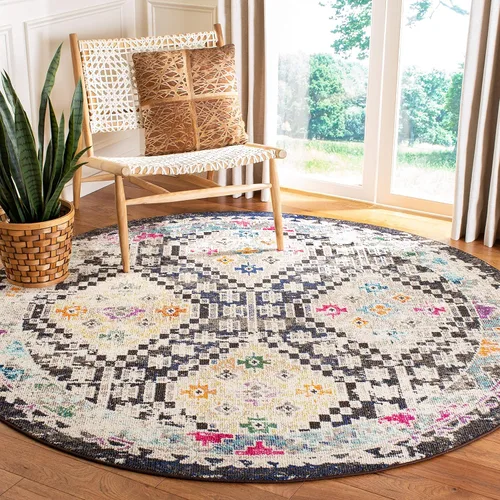 Miniatura 10 de Safavieh Madison Collection MAD418F - Alfombra de área con diamantes, Polipropileno, Gris/amarillo