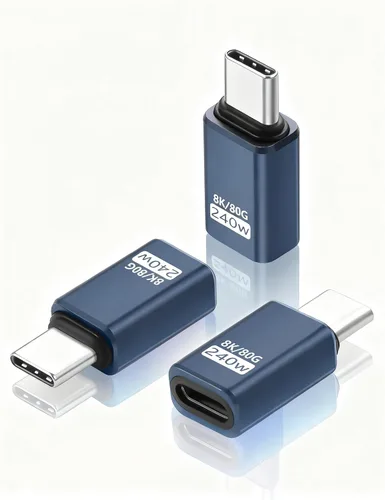 CERRXIAN Paquete de 3 adaptadores USB C a USB C, adaptador USB 4.0 C hembra a macho de 80 Gbps tipo C de 240 W, convertidor OTG de carga,