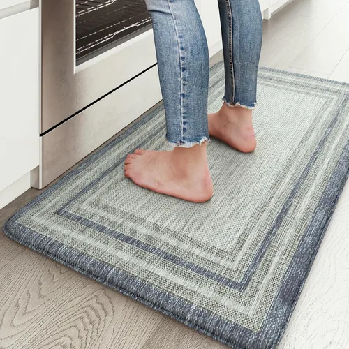 Miniatura 88 de KIMODE - Juego de 2 tapetes de cocina bohemios, antifatiga, antideslizantes, impermeables, ergonómicos, acolchados, cómodos, para lavandería, Caqui