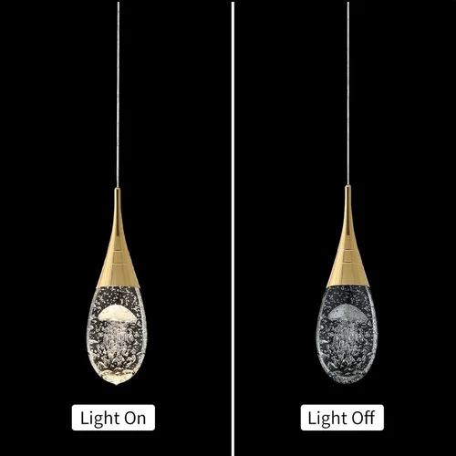 Miniatura 8 de JoollySun Mini lámpara colgante de cristal: 1 luz de lágrima regulable de 3 colores (3000 K-6000 K) colgante LED para isla de cocina baño - cromo