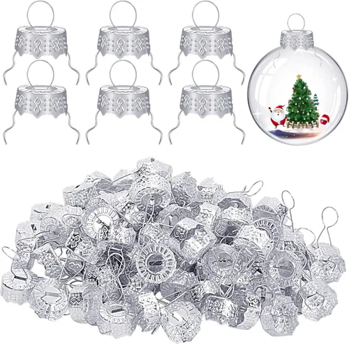 moonoom 100 tapas redondas de adorno de Navidad, perchas de repuesto para árbol de Navidad, porcelana, cerámica o vidrio, decoraciones de bricolaje