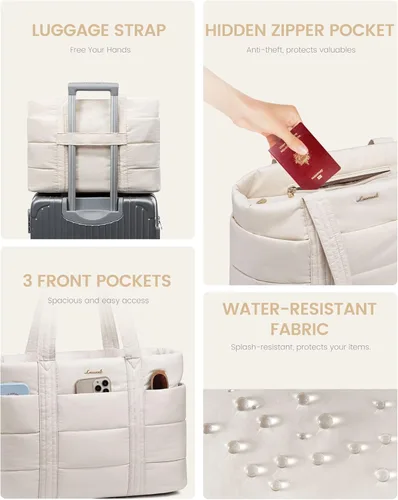 Miniatura 5 de LOVEVOOK: bolsa de mano para mujer, bolsa de trabajo grande acolchada para laptop, bolsa de viaje ligera con cremallera, regalos para mujer
