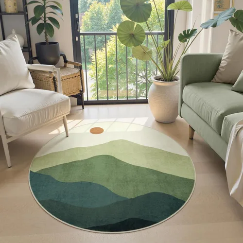 Miniatura 11 de Alfombras abstractas redondas de 5 pies para dormitorio, alfombra circular lavable antideslizante, alfombra de piso suave y colorida de pelo bajo