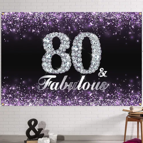Miniatura 25 de HAMIGAR Fondo de pancarta de feliz cumpleaños número 10 de 6 x 4 pies, suministros de fiesta de cumpleaños para niñas, color morado