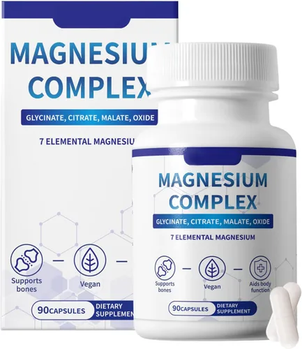 Complejo de magnesio de 1000 mg con 8 tipos - glicinato, citrato, malato - Apoya la relajación muscular, la salud ósea, la producción de energía y