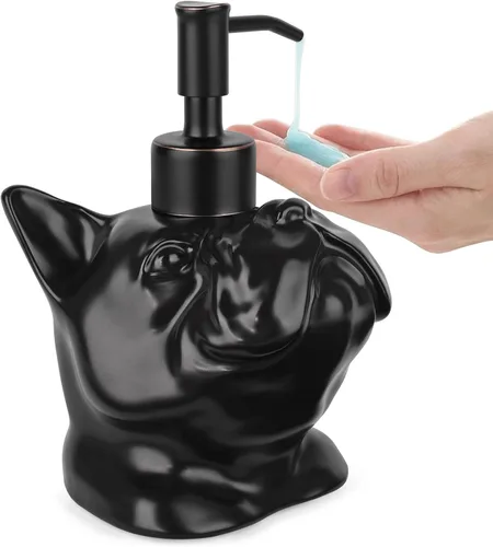 Miniatura 7 de Dispensador con Forma de Bulldog Francés de Jabón/Loción/Desinfectante de Manos Dispensador con Bomba de Cerámica de Acero Inoxidable Bulldog