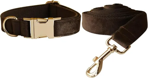 Miniatura 18 de Love Dream Juego de collar y correa de terciopelo para perro, suave y cómodo, correa ajustable y collar con hebilla de metal resistente para perros