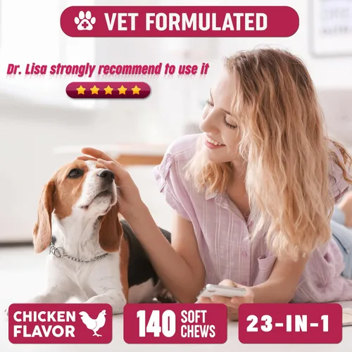 Miniatura 7 de Multivitaminas masticables con probióticos para perros, vitaminas y suplementos para perros, 140 golosinas, multivitamínico para perros mayores