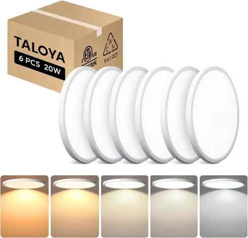 Miniatura 14 de TALOYA Paquete de 4 lámparas de techo LED de montaje empotrado de 10 pulgadas, 5 temperaturas de color (3000 K-6500 K), luz de panel plano redondo