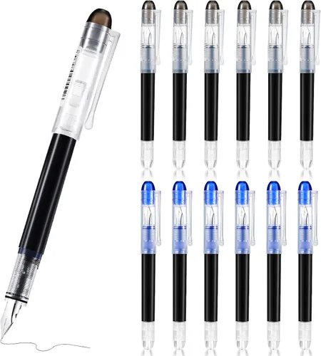 Sabary 12 bolígrafos estilográficos desechables, de punta fina, bolígrafos estilográficos para caligrafía, bolígrafos de tinta, suministros