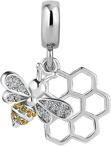 Miniatura 2 de KunBead Dije colgante de abeja con diseño de animal de amor, compatible con pulseras Pandora, Cobre, vidrio