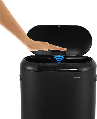 Miniatura 6 de happimess HPM1016B Robo Kitchen - Bote de basura delgado ovalado con sensor de movimiento sin contacto de 13.2 galones con modo táctil, resistente a