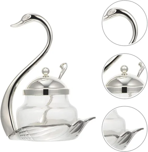 Miniatura 6 de DOITOOL Contenedor transparente de vidrio para condimentos, contenedor de cisne, caja de condimentos, recipiente de azúcar para sótano de sal