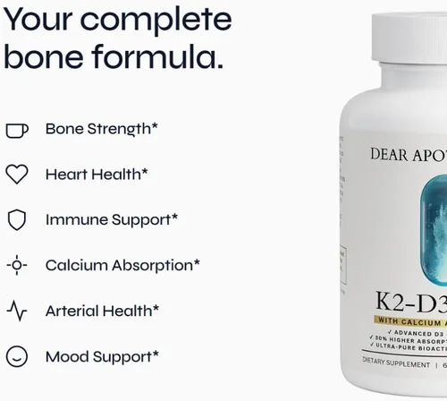 Miniatura 2 de Suplemento de vitamina D3 K2 de 5000 UI - D3 5000 con K2 MK7 100mcg de calcio BioPerine - Salud ósea apoyo inmunológico Bienestar cardiovascular