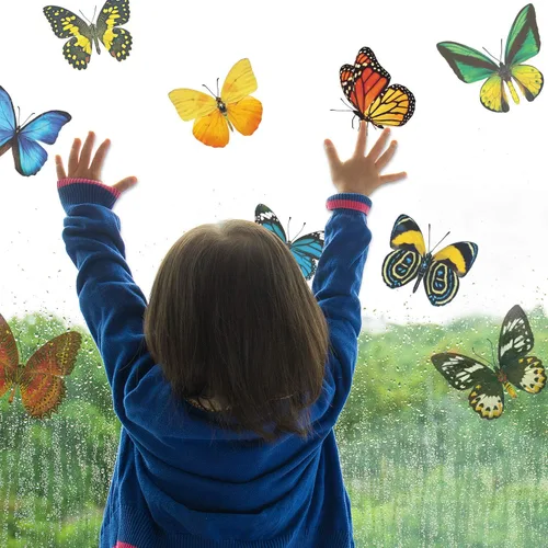 Miniatura 6 de Outus 40 calcomanías de mariposa para ventana de vidrio, mariposas, adhesivos anticolisión, decoración de primavera para evitar que personas
