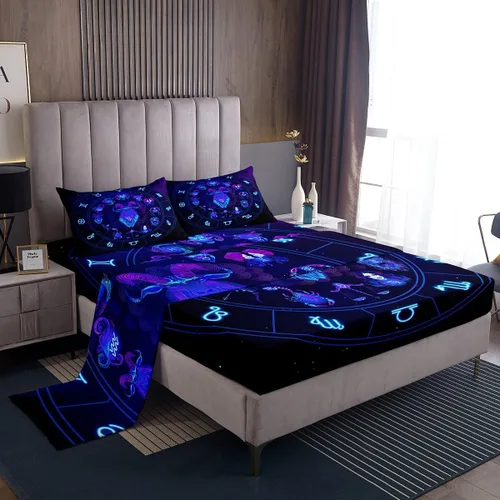 Miniatura 11 de Erosebridal Piscis - Juego de sábanas de tamaño individual de 12 constelaciones para niños, niñas, niños, niñas, niños, sábana bajera ajustable